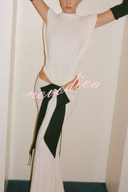 Sexy Open Back Bow Embellished Elegant Fishtail Maxi Dress