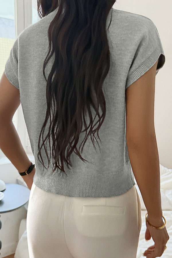 Solid Color Casual V-neck Knitted Sweater