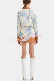 Lake Days Satin Colorblock Unique Print Tie-up Shirt Mini Dress