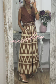 Unique Print Loose Pocket Holiday Maxi Skirt