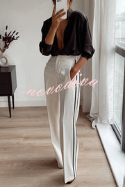 Stylish Contrast Striped Straight Pocket Pants