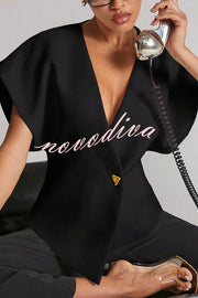 Fashion Button V-neck Asymmetrical Suit Vest