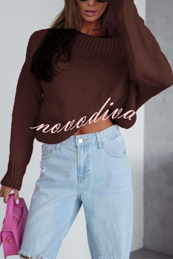 Solid Color Long-sleeved Round Neck Loose Knitted Sweater