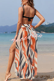 Unique Printed Loose High Waist Split Beach Pants