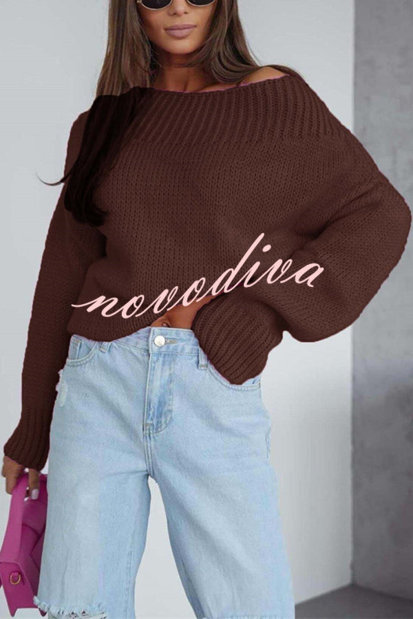 Solid Color Long-sleeved Round Neck Loose Knitted Sweater