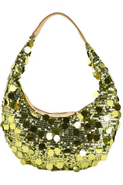 Large Sequin Embellished Zipper Shoulder Bag