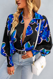 Contrast Unique Print Button Down Long Sleeved Shirt