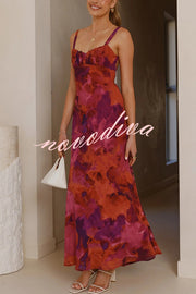 Fashion Tie-dye Backless Suspender Holiday Maxi Dress