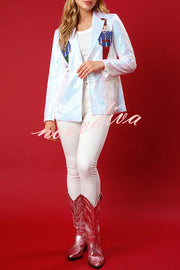 Make Your Christmas High Sequin Nutcracker Lapel Loose Blazer