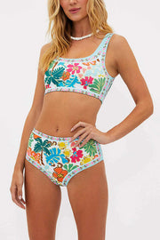 Tropical Sands Floral Unique Print Stretch Bikini Swimsuit