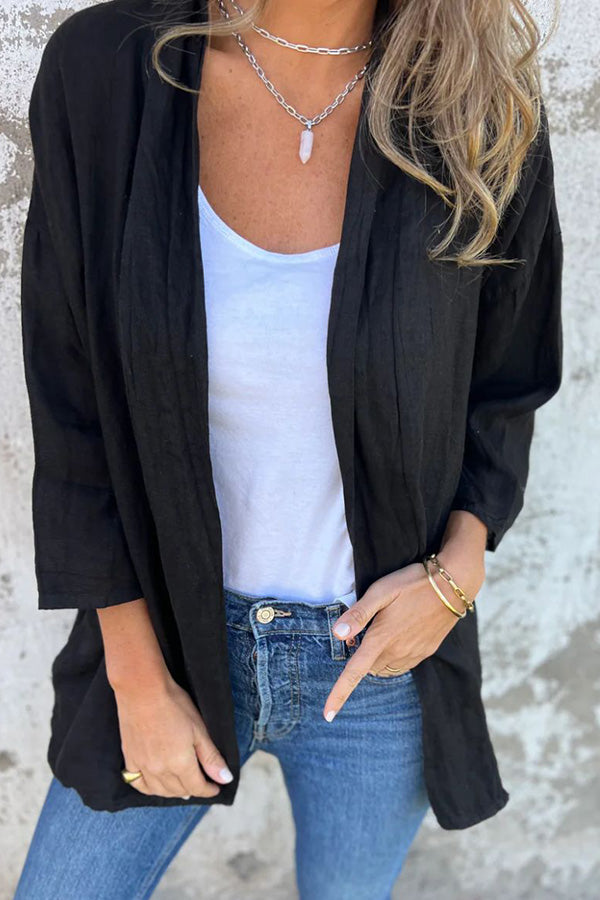 Solid Color Casual Long Sleeve Loose Pocket Cardigan