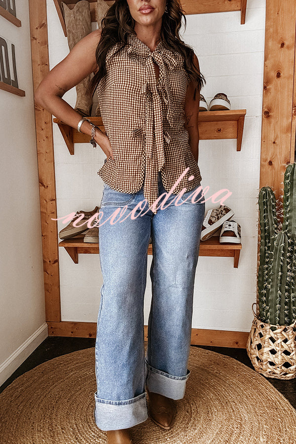 Fashion High Waist Pocket Casual Straight Jeans