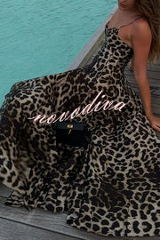 In The Maldives Leopard Waisted A-line Slip Maxi Dress