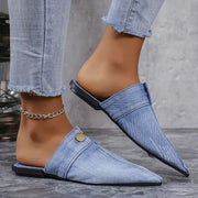 Casual Flat Pointed Toe Denim Slippers