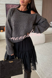 Upper East Chic Knit Wide Neck Long Sleeve Relaxed Sweater
