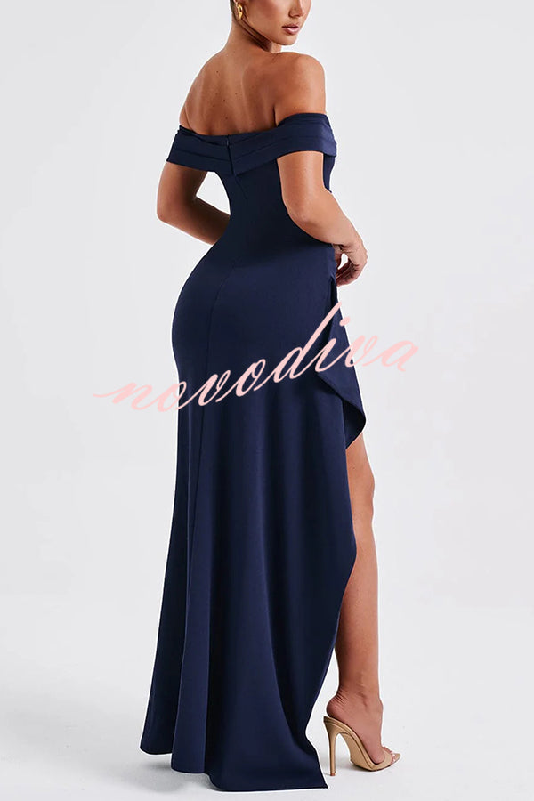 Sexy Lady Off Shoulder High Slit Maxi Dress