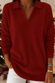 Solid Color Velvet Long-sleeved Loose Casual Top