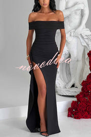 Sexy Lady Off Shoulder High Slit Maxi Dress