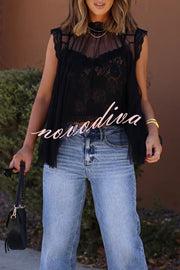 Light and Cute Tulle Lace Inner Wear High Neck Cape Top