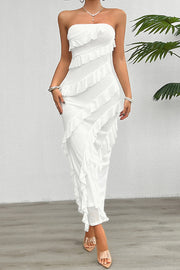 Solid Color Sexy Off-shoulder Slim Back Slit Maxi Dress