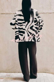 Breath of Freedom Animal Print Button Up Long Sleeve Lapel Loose Blazer