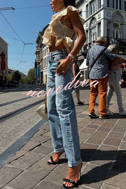 Versatile and Comfortable Denim High Rise Pocketed Straight Jeans