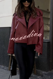 Stylish Lapel Long Sleeve Retro Loose Leather Jacket