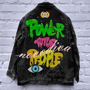 Halloween Print Long Sleeve Denim Jacket