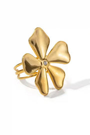 Elegant Flower-shaped Rhinestone-embellished Open Ring