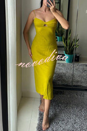 Sexy Hollow Strap Backless Slim Midi Dress