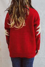 Christmas Pattern Knitted Crew Neck Long Sleeved Sweater