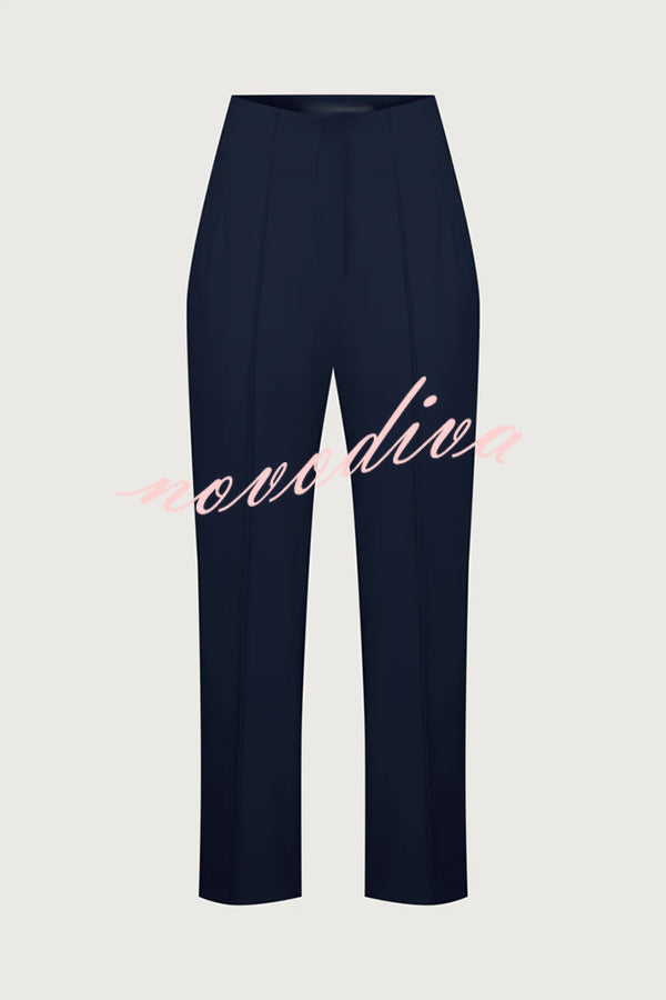 Exquisite and Fashionable High Waist Pocketed Straight Leg Pencil Pants