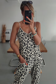 Kind and Casual Leopard Pocketed Relaxed Strap Jumpsuit