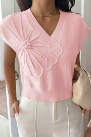 Solid Color Casual V-neck Knitted Sweater