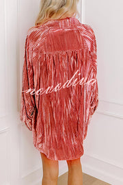 Solid Color Velvet Light-sensitive Drape Loose Shirt