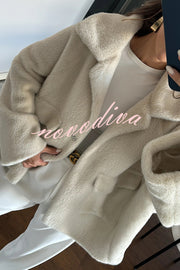 Fashion Lapel Long Sleeve Loose Furry Coat