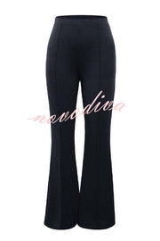 Downtown Dates High Rise Elastic Waist Stretch Flared Pants