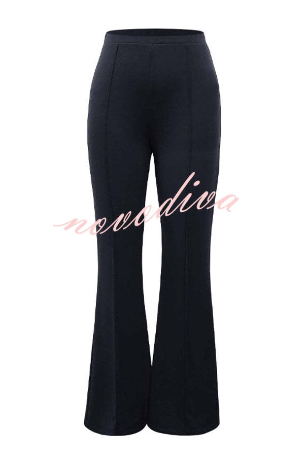 Downtown Dates High Rise Elastic Waist Stretch Flared Pants