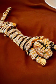 Fashionable Zinc Alloy Rhinestone Vintage Tiger Brooch