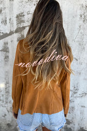 Solid Color Suede Lapel Long Sleeve Loose Coat