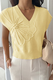 Solid Color Casual V-neck Knitted Sweater