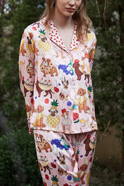 Dessert Dog Print Home Long Sleeved Two-piece Set