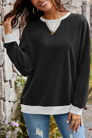 Fashionable Contrasting Color Loose Long-sleeved Casual Sweatshirt