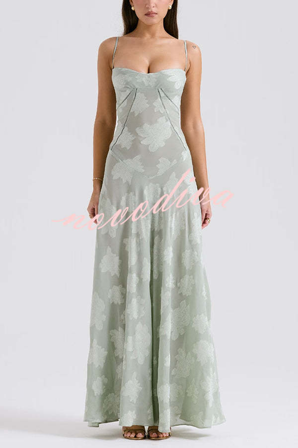 Fashion Sexy Suspenders See-through Holiday Slim Maxi Dress