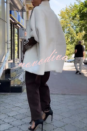 Fashion Sports Stripe Print and Ribbed Embroidered Long Sleeve Zipper Stand Nack Pocket Plush Coat
