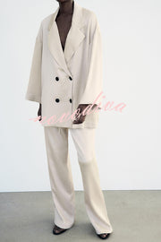 Fashionable Wrinkled Lapel Long-sleeved Loose Blazer