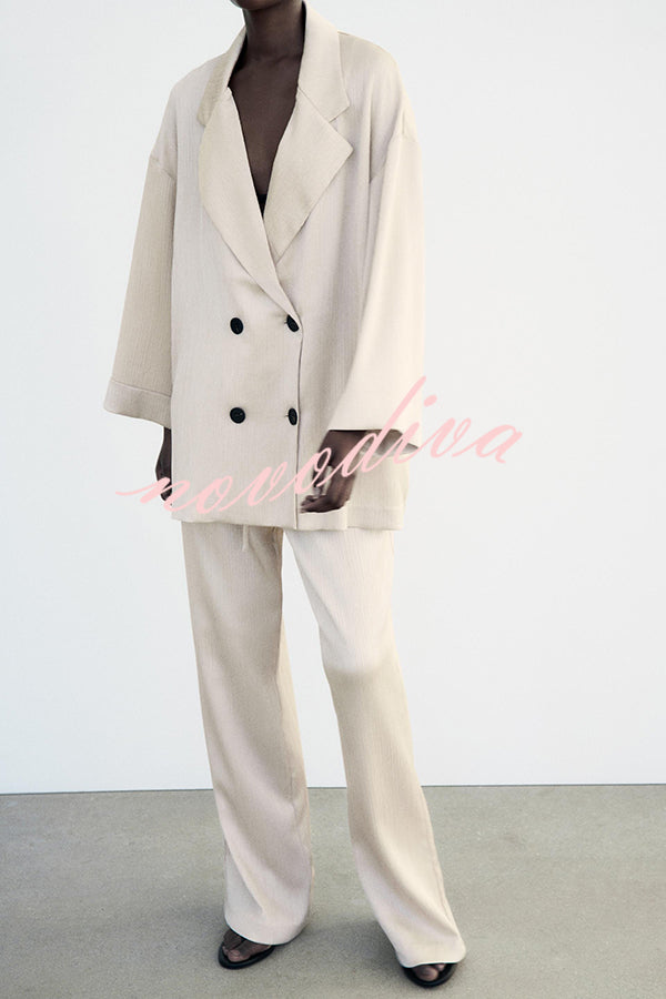 Fashionable Wrinkled Lapel Long-sleeved Loose Blazer