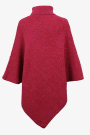 Solid Color Turtleneck Button-embellished Knitted Shawl Cape