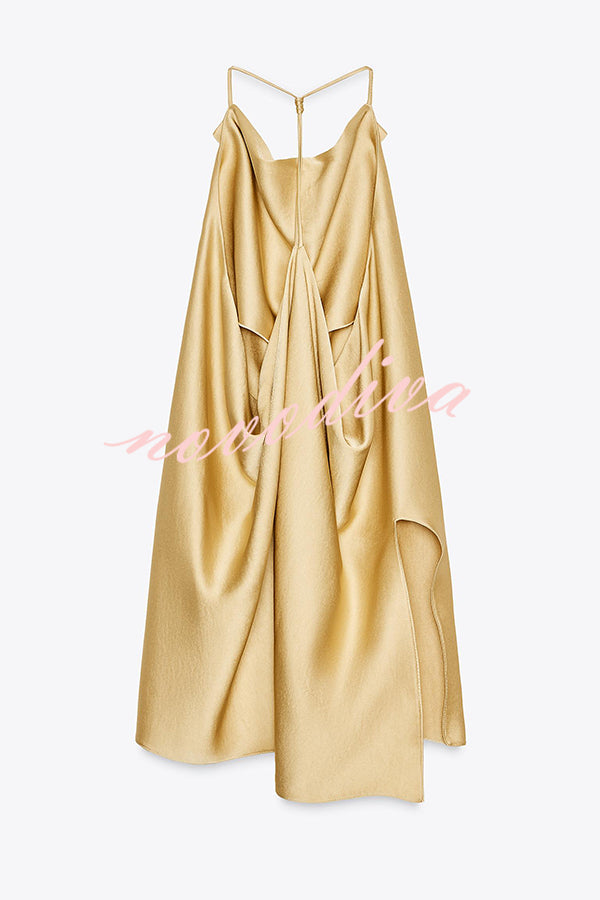 Satin Solid Color Loose Backless Casual Top