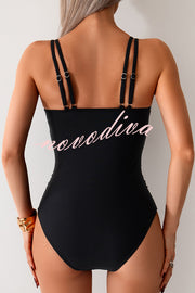 Fashion Waist Mesh Stretch One-piece Swimsuit